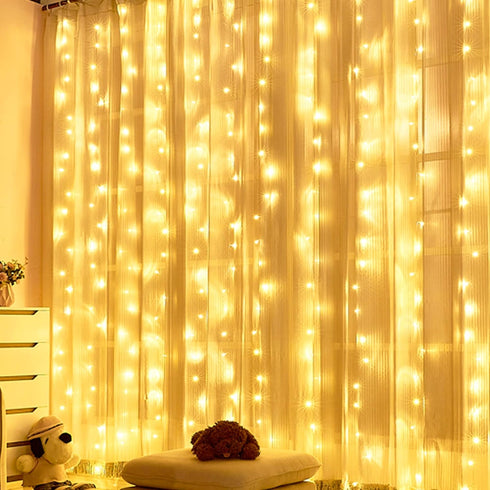300 8 HOME LIGHTING Window Curtain String Lights, LED Lighting Modes Fairy Copper Light with Remote, USB Powered