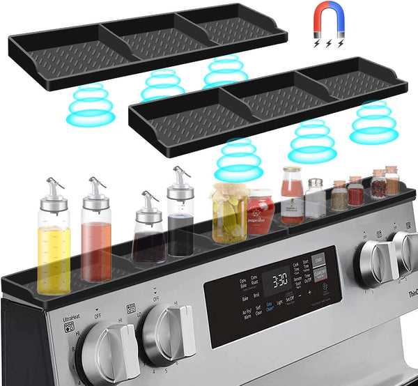 Hydream Stove Top Magnetic Shelf, 30 Inch Over the Stove Spice Rack, Black