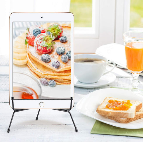 Mocoosy 4 Pack 8 Inch Improved Anti-Slip Plate Stands for Display, Picture Frame Holder Stand, Black Iron Easel Stands