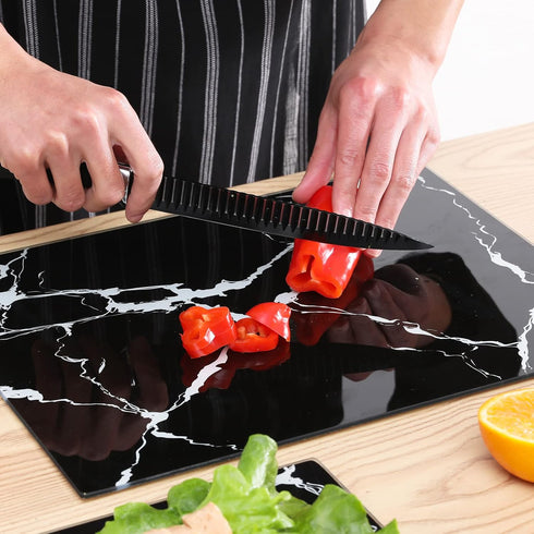 Glass Cutting Board, 16 x 12 inch Set of 1 - Tempered Glass, Decorative Square Marble Chopping Board
