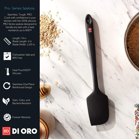 DI ORO Seamless Series Pro 14 Inch Extra Large Silicone Spatula - 600°F Heat-Resistant Rubber Spatula for Baking,