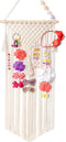 Mkono Macrame Hair Bow Holder, Hanging Clips Hanger Organizer for Baby Girls Room, Ivory (Clips Not Included)