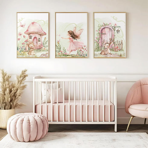 Pouydmi 12x16x3 Inch Fairy Girl Nursery Wall Art Magic Canvas Wall Decor Fairy Garden Poster Fantasy Nursery Prints