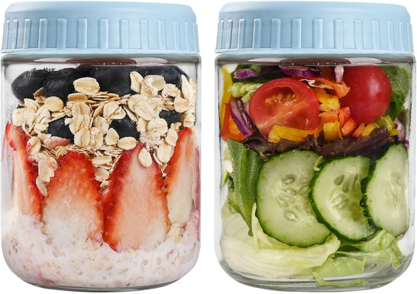 SHOWIN Overnight Oats Containers with Lids, 16oz Glass Jars with Lids 2