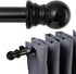 Curtain Rod, 48" - 84" Adjustable Black Curtain Rods for Windows, 1" Diameter with Brackets