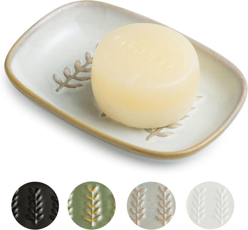 Miamolo Soap Dish Bar Cleaner Dish for Shower, Ceramic Soap Dishes for
