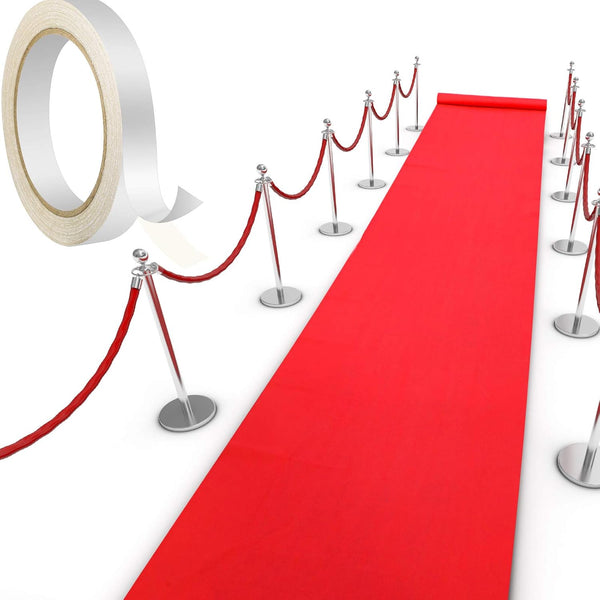 Red Carpet Runner Rug 55gsm Thickness with 1 Piece Carpet Tape for Christmas, Thanksgiving, Wedding Party