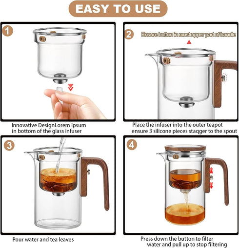600ml/20.3oz (20.3oz) Tea Pot- Magic Witchcraft Enchanted Glass Teapot with Strainer, Tea Innovative Water Separation