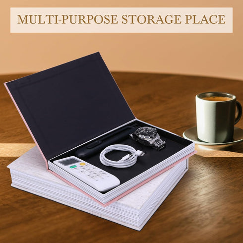 Set 3 XKDOUS of Linen Decorative Books with Gold Foil Cover Faux Book Storage Box for Coffee Table, Bathroom Shelf
