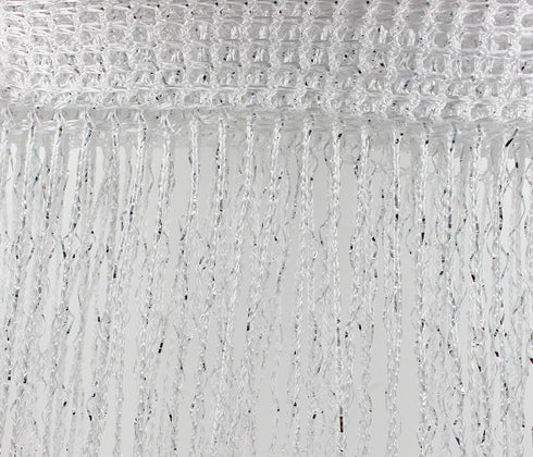 1x2 M Door String Curtain - Rare Flat Silver Ribbon Thread Fringe Window Panel Room Divider for Wedding