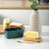 Hasense Large Ceramic Butter Dish with Lid, Green Airtight Butter Container for Countertop, Easy Clean Dishwasher Safe