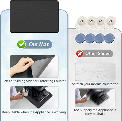 LOPNUR Appliance Sliders for Kitchen Appliances, 360° Rotating Mover, Heat Resistant Mat for Microwave, Toaster Oven