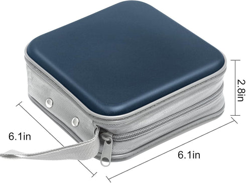 CD Case: 40 Capacity Hard Plastic DVD Disc Holders Storage Binder for Car, Home, Office, Travel (Dark Blue)
