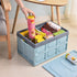 Phyllia Foldable Storage Boxes with Lids, 3 Pack Collapsible Plastic Bins, Stackable Utility Crates (Blue, 30L)