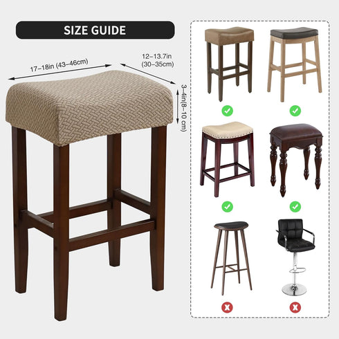 Set 4 Counter Waterproof Bar Stool Covers of Rectangle Camel Jacquard Stretchable Backless Barstool Seat Cover Bar