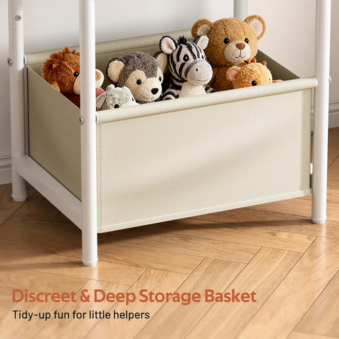 MISSLO Nursery Side Table for Living Room with Storage Basket Small End Tables for Small Spaces Kids Nightstand