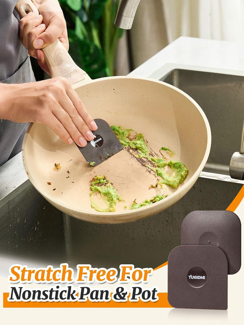 Chef Pan Scraper, Pan Scrapers Dish Scraper Tool Kitchen Set, 6 Pack Food Scraper Pot Scraper, Cast Iron Cleaner Scraper Iron Skillet Scraper Scrubber for Cleaning Grease, Kitchen Scrapper by YUNHOME