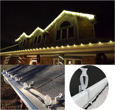 Christmas Light Clips, Holiday Light Hanging Clips, All in One Clip for C7 C9, Gutter Hooks for Outdoor Roof (100 Pack)