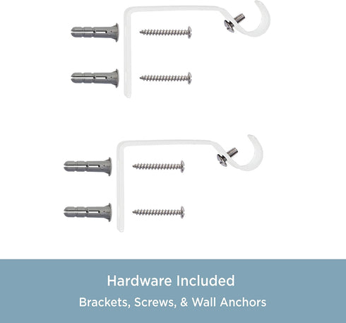 Kenney KN55250 Davenport Ball End Petite Café Decorative Curtain Rod, 28-48" Adjustable, White