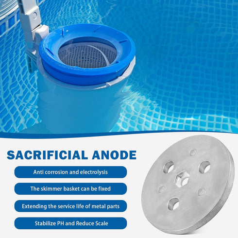 Zinc Anode Weight Plate - Anti-Corrosion and Electrolysis, Protects Metal Components in Salt System Pool (2 Pack)