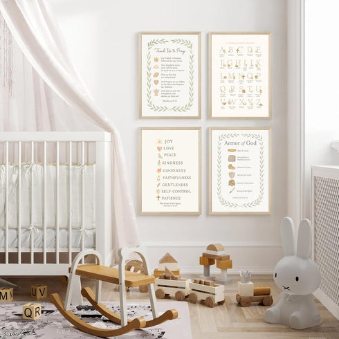 SYYANKK 8x10 Inch Kids Playroom Wall Art Decor Bible Verse Canvas Poster Abc Alphabet Wall Decor Christian Scripture