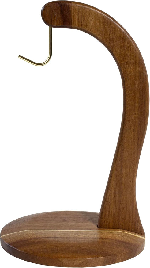Acacia Wood Banana Stand with Metal Hook - Stylish Hanger for Fresh Bananas