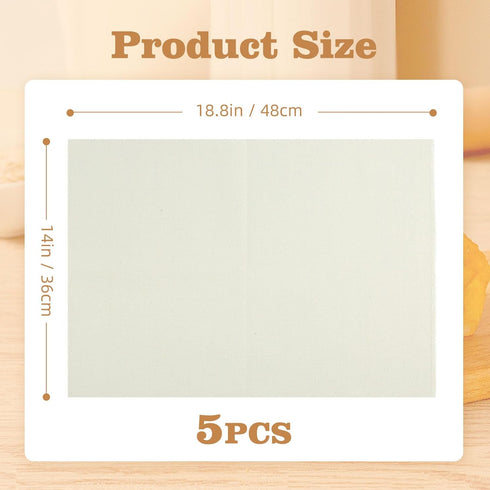 5PCS 18.8x14 Inch Cotton Tea Towels for Baking Sourdough, Reusable Bread Proofing Cloth, Flour Sack Towels for Dough