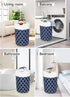 Large Laundry Basket, Collapsible Tall Hamper Bag with Handles, Waterproof Storage for College Dorm, Family (Blue) 75L