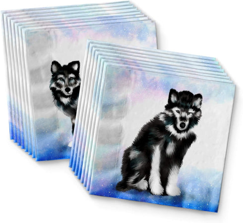 Wolf Birthday Party Supplies Set, Plates Napkins Cups Tableware Kit for 16