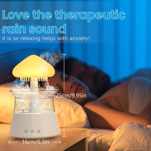 Diffuserlove Cloud Humidifier Rain Water Drip Diffuser Humidifier with Remote Waterfall Lamp Mushroom Humidifier Rain
