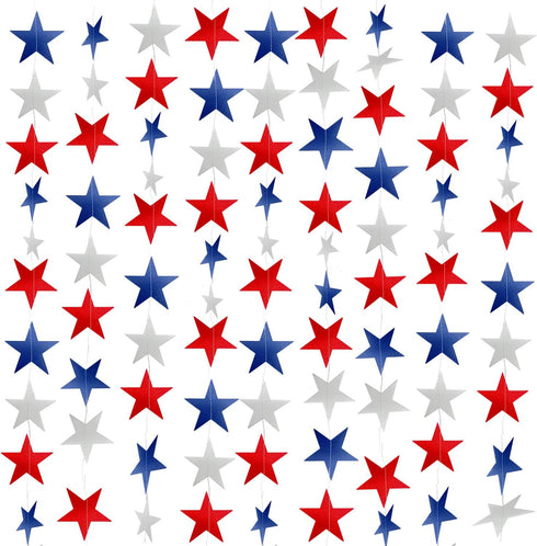 10 Pack 4th of July Decorations - 130Ft/330 Patriotic Star Streamers Banner Garland Hanging Independence Day Decor