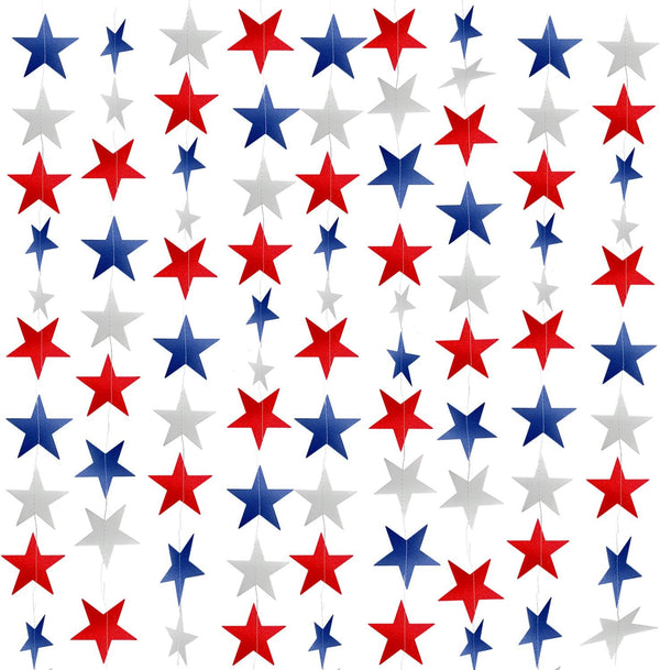 10 Pack 4th of July Decorations - 130Ft/330 Patriotic Star Streamers Banner Garland Hanging Independence Day Decor