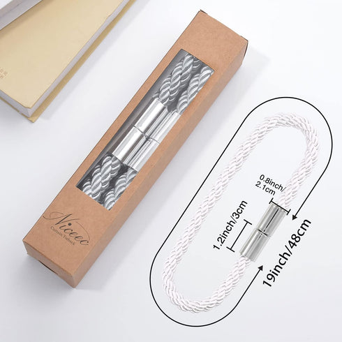 NICEEC 2 Pack Strong Magnetic Curtain Tiebacks, Decorative Weave Rope Curtain Holdbacks for Home & Office Windows