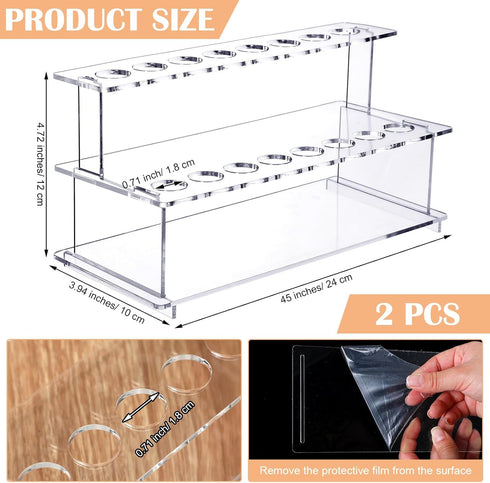 20 16 2 Countertop, 9.45''L 4.72''H 3.94''W Menkxi Pcs Beadable Wine Bottle Stoppers and Slot Clear Acrylic Tier Riser
