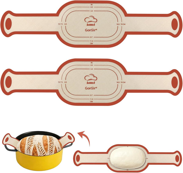 gonsir Silicone Bread Sling, 2Pcs Oval Silicone Baking Sling with Longer Handles, Non-Stick