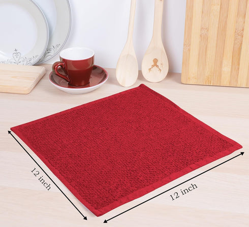 Set 8 (12"x12" Inch) AMOUR INFINI Cotton Kitchen Dish Cloths of Highly Absorbent, Super Soft Premium Terry Cleaning