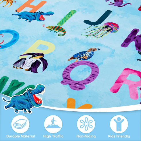 Classroom Rug Elementary Colorful Alphabet Kids Rugs for Playroom Machine Washable Nursery Rugs for ChildrenToddlers