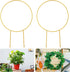 Kiouposy 2 Pack Circle Trellis for Climbing Plants Indoor, 15" Gold Small Plant