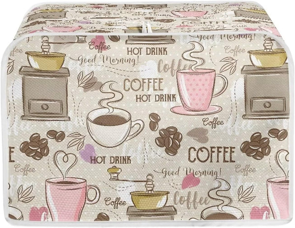 Talayituse Coffee Theme 4 Slice Toaster Covers Dust Protection for Bread Maker, Washable Appliance Cover