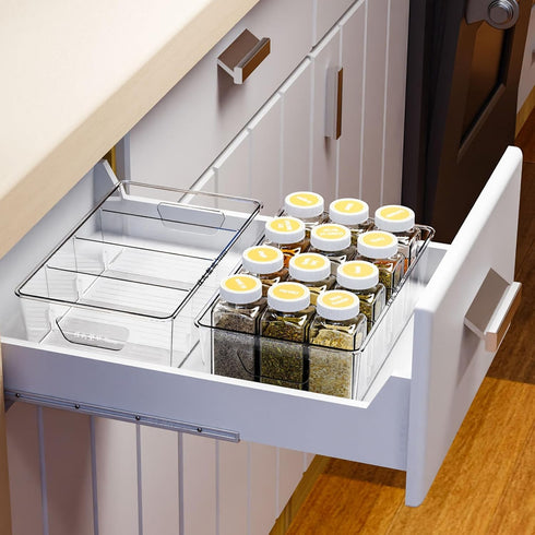 Yieach 4 Pack Stackable Snack Organizer for Pantry Shelf,Clear Pantry Organizers and Storage Bins