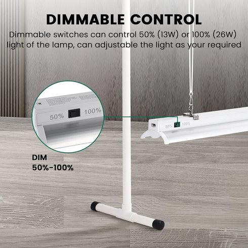 2 iPower Feet LED Grow Light Stand Natural White Full Spectrum for Indoor Plant Starting Seeds and Propagating
