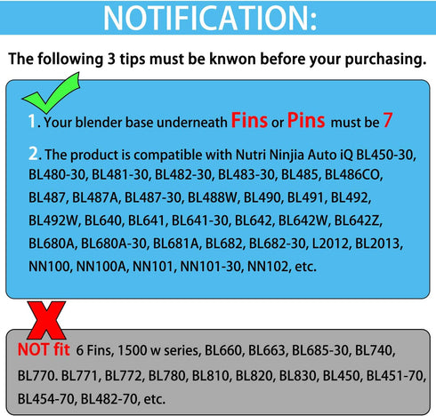 2 PACKS 7 FINS Extractor Blades, Replacement Bottom Blade for Ninja Blender Nutri Ninja Auto iQ and More