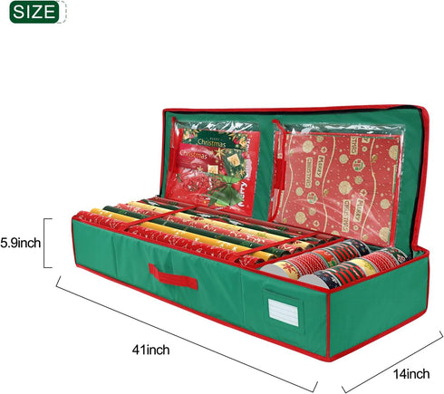 Christmas Wrapping Paper Organizer Storage Bag Containers with Interior Pockets Fits Up to 27 Rolls of 41", Green by bruwaa