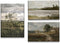 Field Landscape 3 Pieces Split Print Wall Art, Vintage Country Landscape Painting, Nature Abstract Art Mural