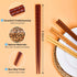 5 Pairs Japanese Minimalist Reusable Chopsticks, 8.8 Inch Non-Slip Natural Wood Set for Sushi, Noodles, Rice | Asian
