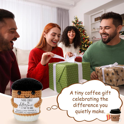 Hweijm Handmade Coffee Crochet Teacher Gift, Teacher Appreciation Thank You Present for Birthday Christmas Teacher