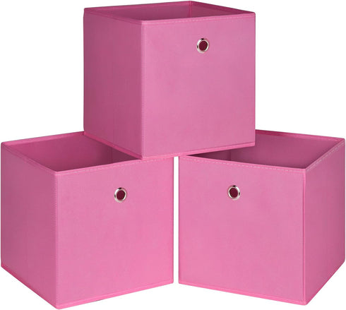 Foldable Storage Cubes Bins, 11 Inch Cloth Storage Box Organizer Set of 3 with Dual Handles for Home