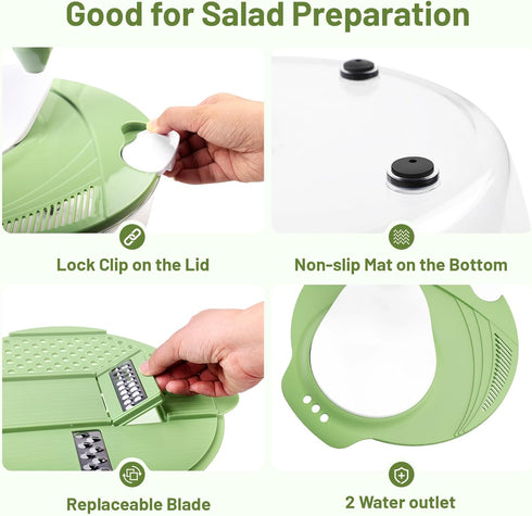SmartTrends 5.3 4 Salad Spinner, QT Lettuce Spinner with Strainer, Fruit Cleaner with Replaceable Blade for Shredding