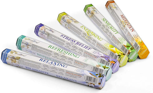 120 Sticks of Stamford Premium Aromatherapy Hex Range Incense Sticks - Relaxing, Stress Relief Gift Pack