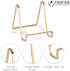 TRIPAR Square Metal Wire Stand, Brass Finish, 4-Inch Depth Tabletop Easel for Books, Plates, Photos & More